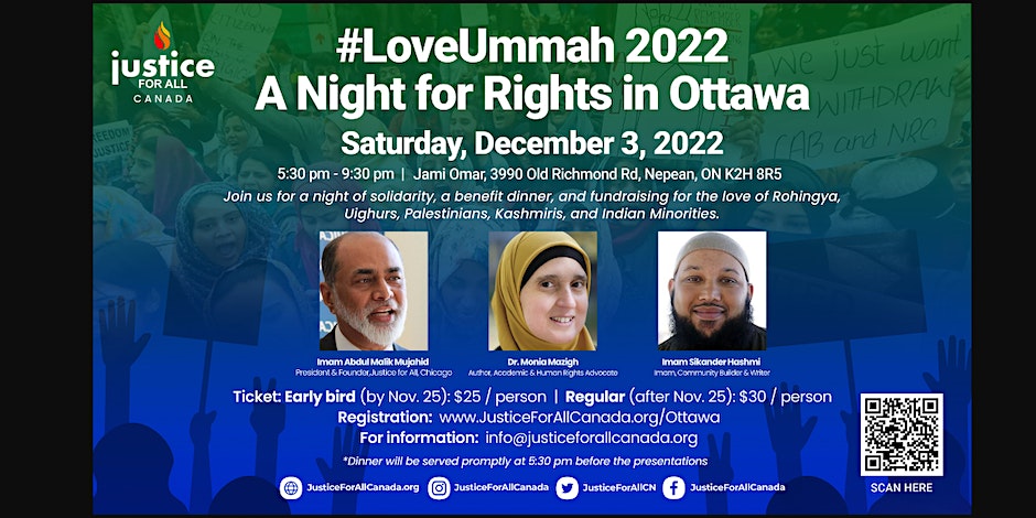 Justice for All Canada #LoveUmmah 2022:  A Night for Rights in Ottawa