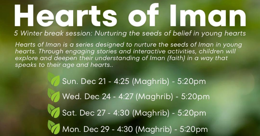 Jami Omar Hearts of Iman Series Winter Program Ages 7 to 13