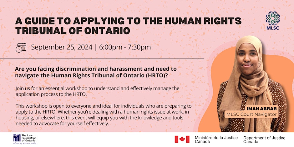 Muslim Legal Support Centre (MLSC) A Guide to Applying to the Human Rights Tribunal of Ontario