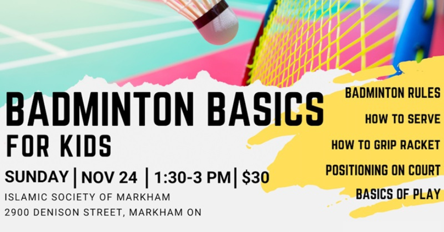 Badminton basics for kids (6 to 11) - NOV 24, 2024