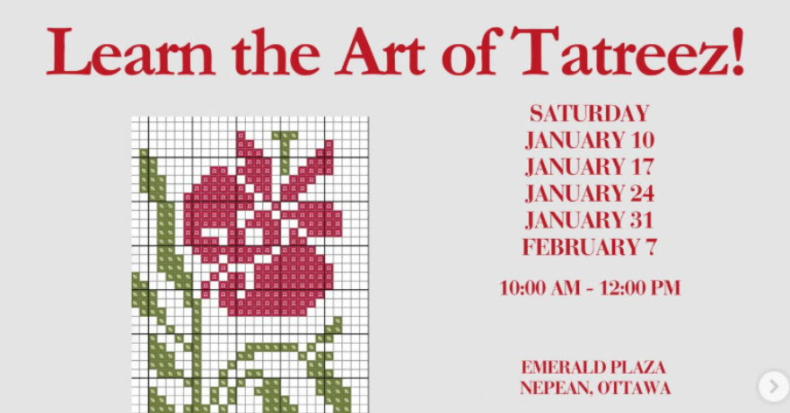 Saturday Palestinian Tatreez Lessons (Beginner Level) (Jan 10 to February 7)