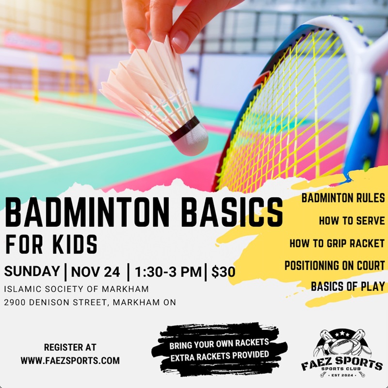 Badminton basics for kids (6 to 11) - NOV 24, 2024