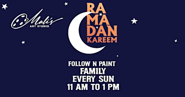 Mali's Art Studio Ramdan Kareem Paint Morning - Bismillah Calligraphy