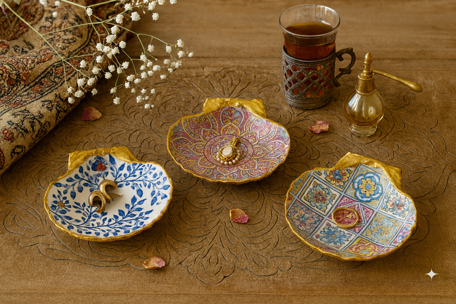 2 images - Shiraz & Shells: A Persian-Inspired Gilded Decoupage Afternoon  iHeartCraft