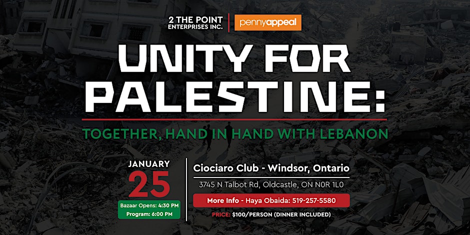 Penny Appeal Canada Unity for Palestine Together, hand in hand with Lebanon