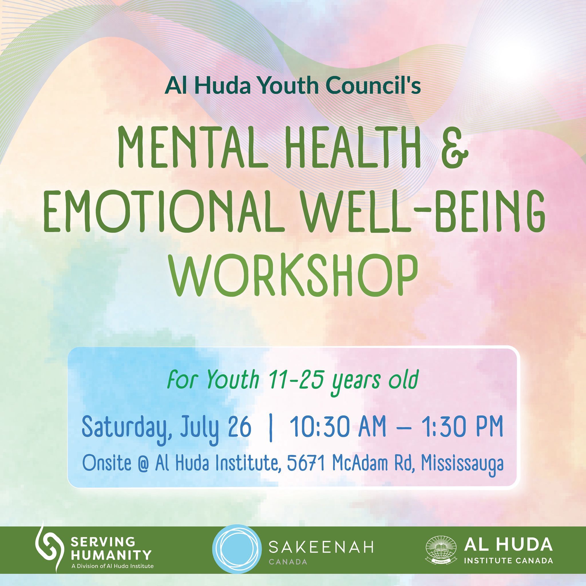 Al Huda Institute Mental Health and Emotional Well-Being Workshop (For Youth 11 to 25 Yrs Old)