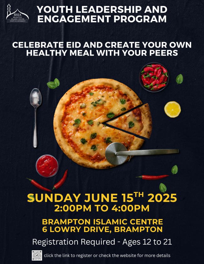 Brampton Islamic Centre Celebrate Eid and Create Your Own Meal with Your PEERS (Ages 12 to 21)