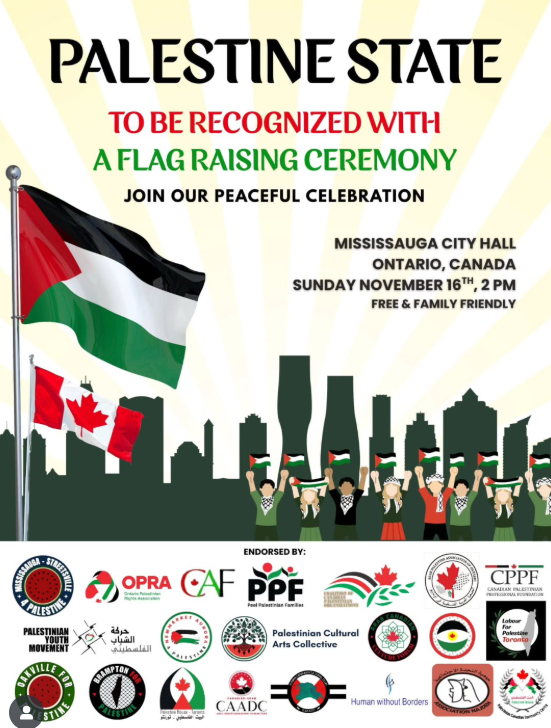 Mississauga Palestine Flag Raising Ceremony