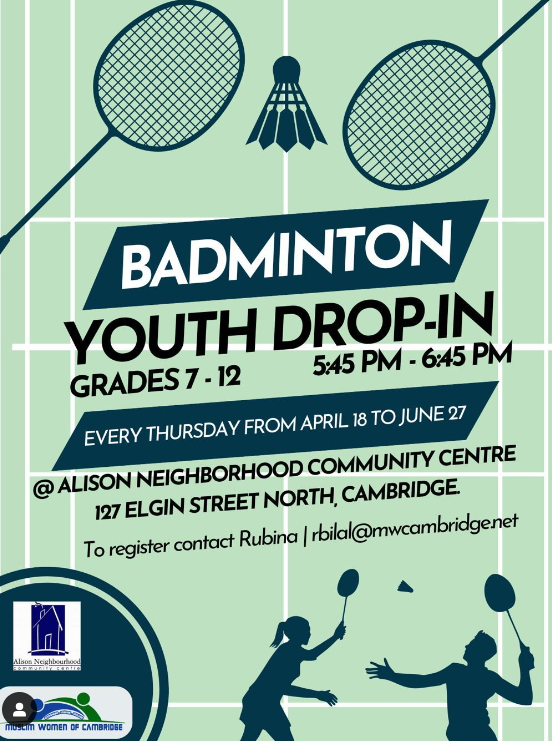 Muslim Women of Cambridge Thursdays Badminton Youth Drop In