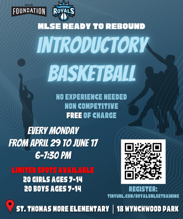 Royals and MLSE Introductory Basketball Program Boys and Girls (Ages 7 to 14) Registration Required