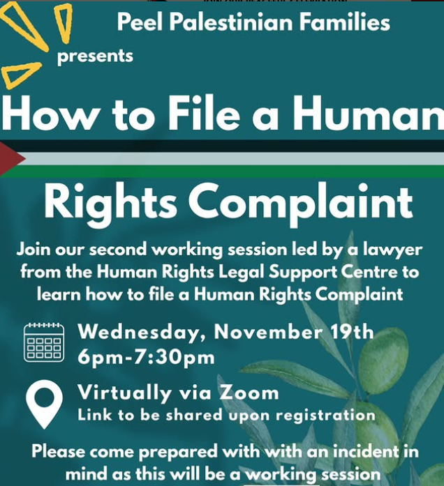 Peel Palestinian Families How to File a Human Rights Complaint
