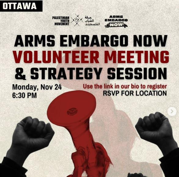 Palestinian Youth Movement Arms Embargo Now Volunteer and Strategy Meeting
