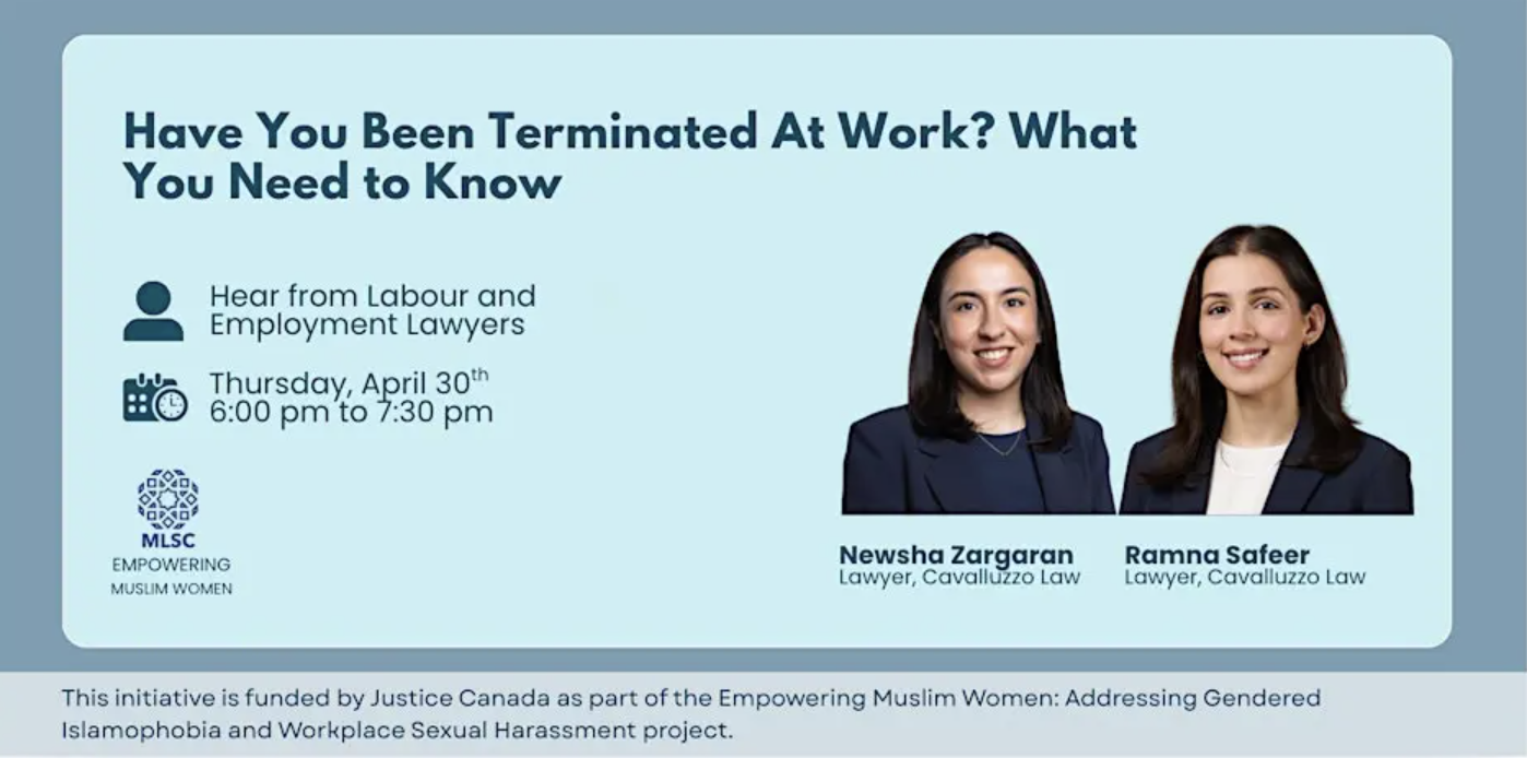 Muslim Legal Support Centre Have You Been Terminated At Work? What You Need to Know