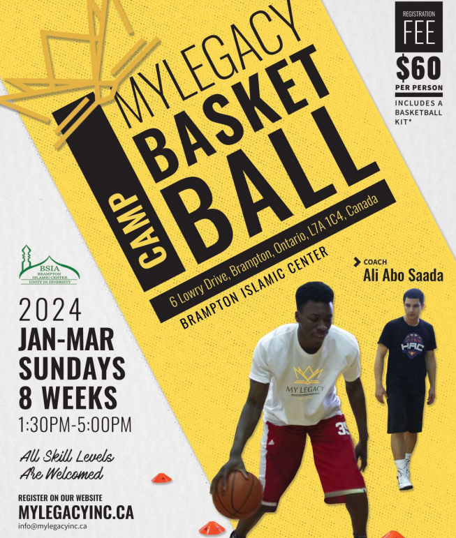MY Legacy Brampton Islamic Center Basketball 8Week Camp (Boys and