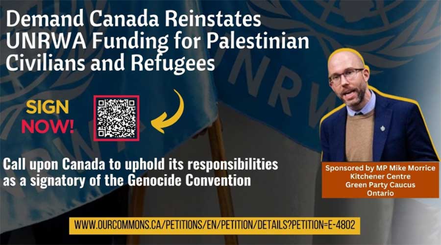 Sign House of Commons Petition Demanding Canada Resume UNRWA Funding for Palestinian Refugees