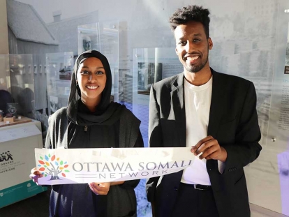 OceanPath Fellowship Alumni Faduma Gure and Abdiasis Yalahow at the launch of the Ottawa Somali Network in 2018.