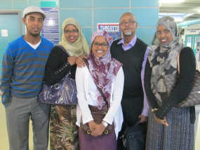 Abdul Arale with his daughters Nasra, Maryama, and Kawthar, and his son-in-law Abdisamad Ibrahim