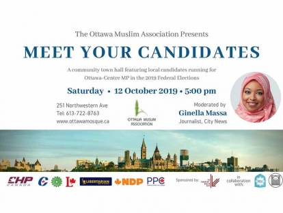 Meet Your Ottawa Centre Federal Election Candidates with Ginella Massa at the Ottawa Muslim Association on October 12