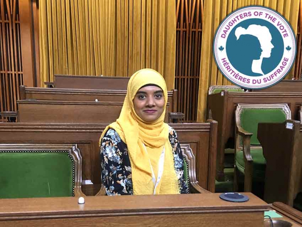 Bangladeshi Canadian Fatima Khan represented the riding of Toronto-Danforth, Ontario at Equal Voice’s second Daughters of the Vote gathering in early April 2019.