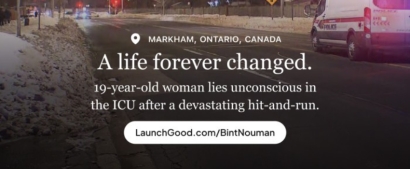 Help 19 Year Old Bint Nouman Heal (Recovering from Brain Injury after Hit & Run by Car in Markham, ON)