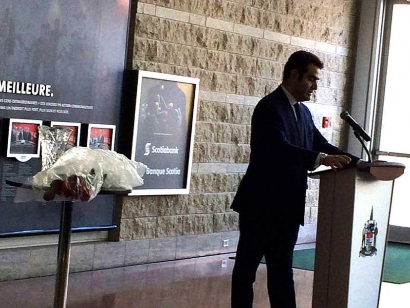 Turkish Ambassador to Canada, Selçuk Ünal, speaking at International Holocaust Remembrance Day at the City of Ottawa on January 27 2015.
