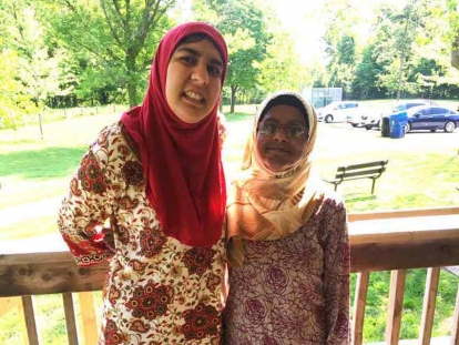 Suraiya (left) on an outing with Shameena. Prior to the COVID-19 crisis, Shameena spent time with Suraiya during the week, taking her for walks, Friday prayers, and other recreational activities in the community.