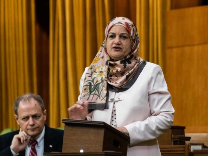 MP Salma Zahid tabling Bill C-331 in the House of Commons.