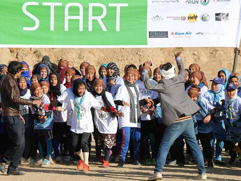 Women running in the Marathon of Afghanistan