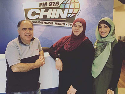 Jerry Absi from CHIN Radio with Serenity Team members Sara Yassin and Berak Hussain