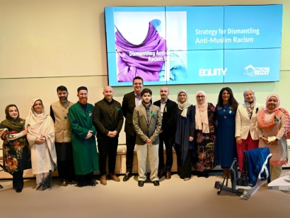 Community members on June 5 at the launch of the TVDSB Dismantling Anti-Muslim Racism Strategy Launch in London, Ontario