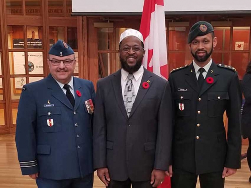 Major (Imam) Suleyman Demiray, Imam Michael Taylor and Captain (Imam) Ryan Carter at the Royal Military College in Kingston, Ontario on November 10, 2019.