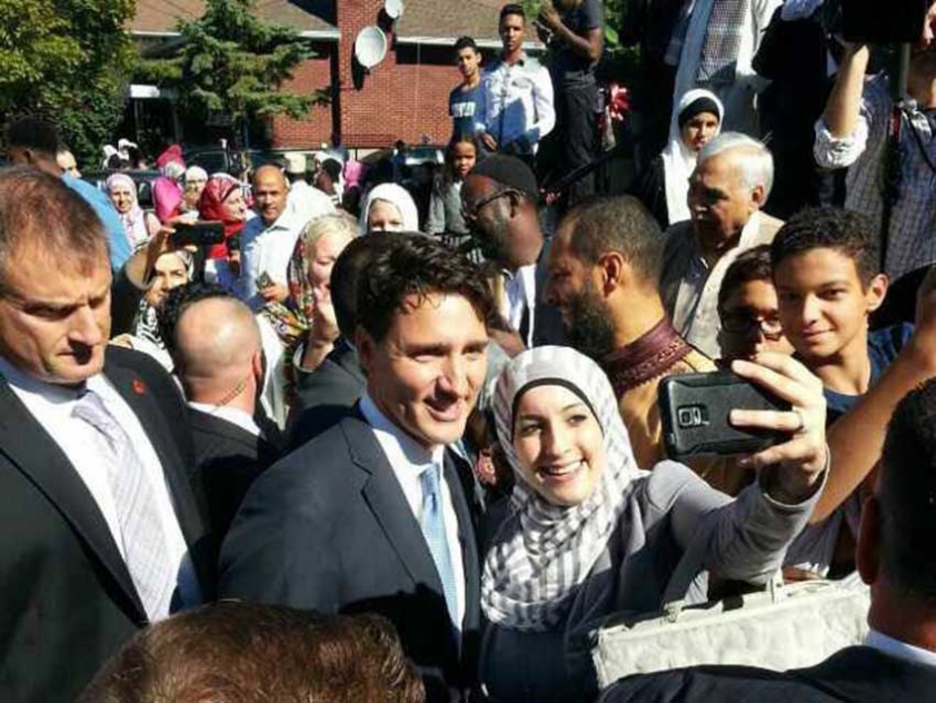 Prime Minister Justin Trudeau outside of the Ottawa Muslim Association after attending the Eid al Adha Prayer Service