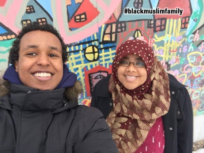 Khalid Egeh and Chelby Daigle take a Selfie as part of the #BlackMuslimFamily Twitter Campaign launched by American Muslim Kameelah Rashad in the wake of the RIS Controversy.
