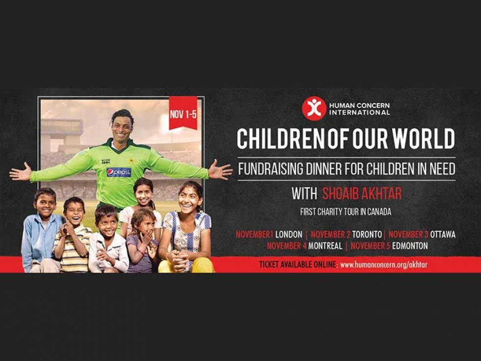 Join Pakistani Cricketer Shoaib Akhtar on his Canadian Tour for Human Concern International