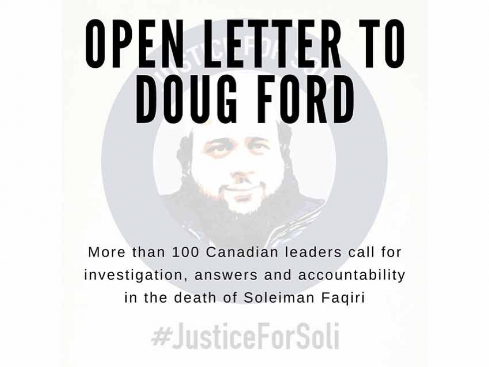 More Than 100 Canadian Leaders Sign Justice for Soli Open Letter to Premier Doug Ford