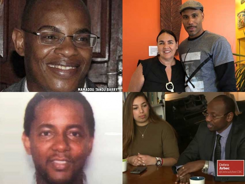 Mamadou Barry (top) and Ibrahima Barry (bottom) were both victims of the Quebec mosque attack. Kim Vincent and Will Prosper in Montreal (Top), Sophia Laababsi and Soulaymane Bah in Quebec City (Bottom) are volunteers crowdfunding to build two wells in Guinea.