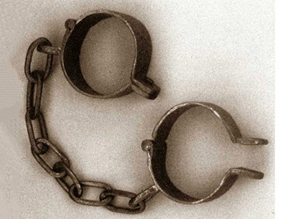 A pair of shackles used on West African slaves.