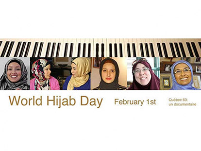 Syrian-Canadian George Karkour&#039;s documentary, Quebec 60, explores the experiences of Muslim women who wear hijab in Quebec. In honour of World Hijab Day, he created this banner showcasing some of the women he interviewed.