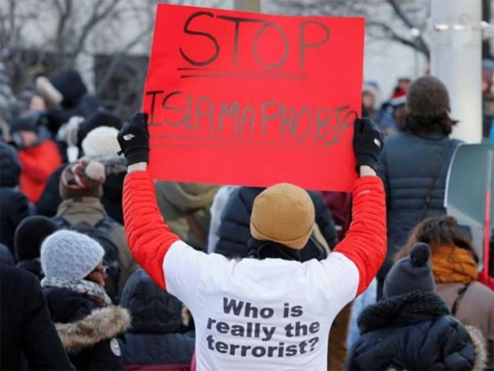 Canadians take part in a protest against the anti-Muslim immigration policies of the Trump administration in the US in Ottawa, Ontario, Canada, January 30, 2017.