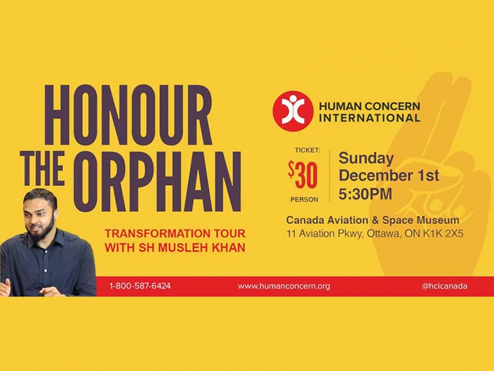 Join Human Concern International and Shaykh Musleh Khan to Raise Funds for Orphans on December 1 in Ottawa