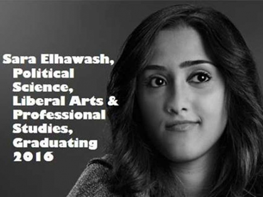 Sara Elhawash was chosen by York University to represent their Political Science program in their Visions campaign.