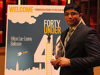 Entrepreneur Obaid Ahmed was a recipient of the 2015 Top 40 under 40 Award for local business professionals by the Ottawa Business Journal.