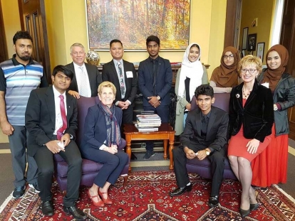 Rohingya Canadian youth meet with Premier Kathleen Wynne at Queens Park in Toronto in November.