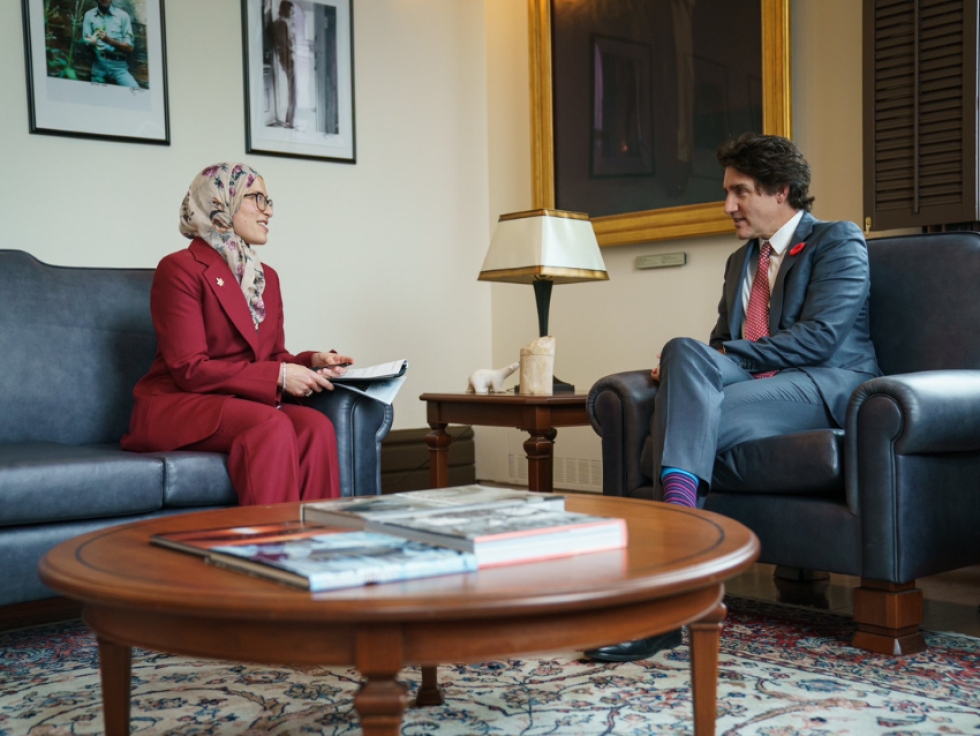 Amira Elghawaby, Special Representative on Combatting Islamophobia meeting with Prime Minister Justin Trudeau.