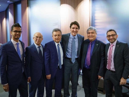 World Uyghur Congress (WUC) President Dolkun Isa is joined by Executive Chairman and ED of Uyghur Human Rights Project OmerKanat and ED of Uyghur Rights Advocacy Project (URAP) Mehmet Tohti met with Canadian Prime Minister Justin Trudeau and MP Sameer Zuberi in the Canadian Parliament.