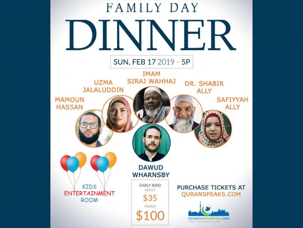 Check out the Let The Quran Speak Family Day Weekend Dinner This Sunday