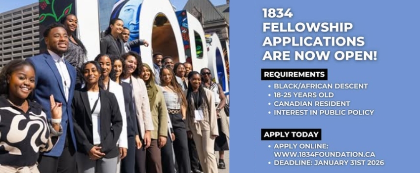 Apply for the 1834 Fellowship for Black Canadian Youth (Age 18 to 25)