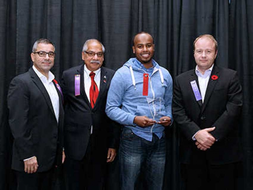 Deputy City Manager Steve Kanellakos, City Counsellor Shad Qadri, Mohamed Islam, and Crime Prevention Ottawa Board Member Jim Devoe at the Crime Prevention Ottawa Community Safety Awards