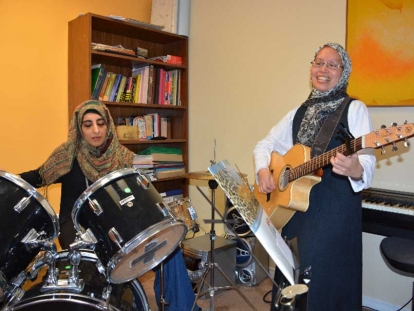 Shalini and Audrey rehearsing for the upcoming Songs of Muslim Women concert on March 18