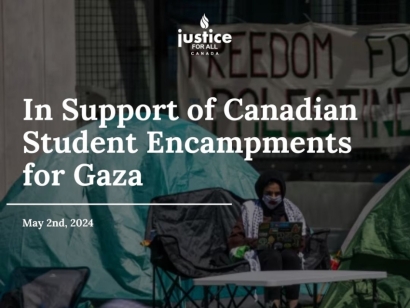 Justice for All Canada Statement In Support of Canadian Student Encampments for Gaza